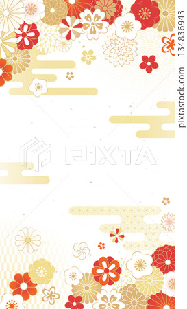華麗的日式花卉背景設計 134836943