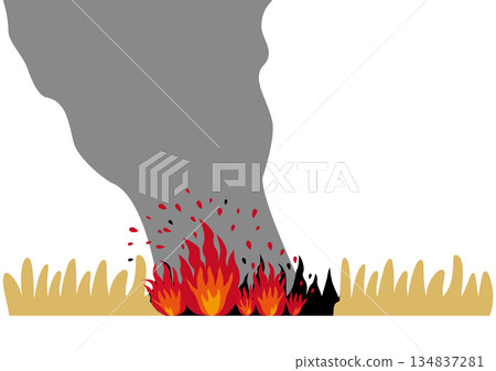 枯草燃燒冒煙的插圖 134837281