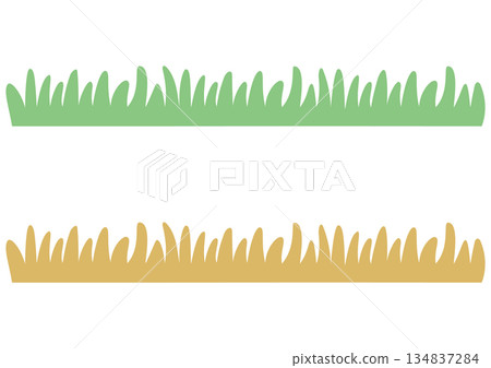 簡單的圓形草和枯草插圖 簡單的圓形草和枯草插圖 134837284