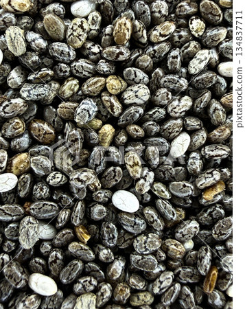 Macro Close-Up of Chia Seeds Background - Healthy Superfood Texture Macro Close-Up of Chia Seeds Background - Healthy Superfood Texture 134837711