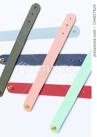 pastel colorful leather strap isolated on white background 134837824