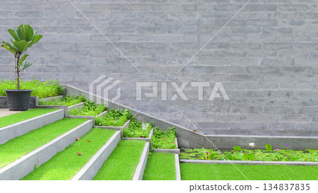 artificial green grass on staircase, exterior design for home artificial green grass on staircase, exterior design for home 134837835