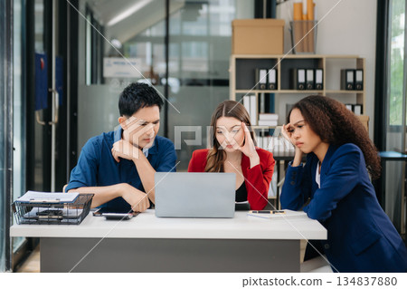 Business people sum up the results of their work in the company during the year, new project Business people sum up the results of their work in the company during the year, new project 134837880