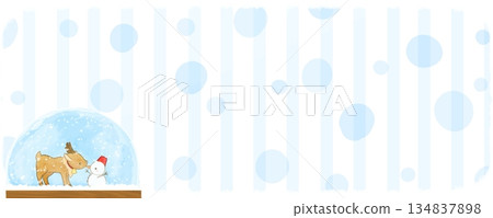Hand-drawn banner illustration with snow globe, polka dots and stripes Hand-drawn banner illustration with snow globe, polka dots and stripes 134837898