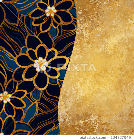 金箔花朵圖案AI生成素材 134837949
