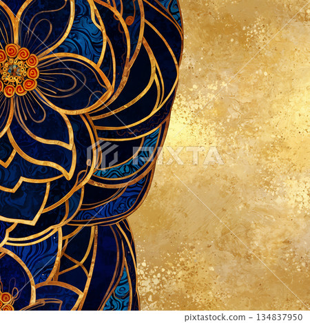 金箔花朵圖案AI生成素材 134837950