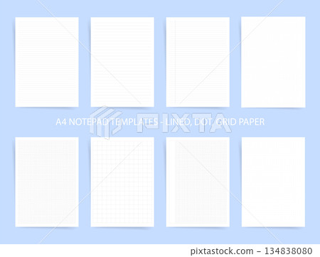 A4 Notepad Templates Bundle Lined Dot and Grid Paper Pages Minimal Notebook Sheets for Writing Study Printable Vector Set A4 Notepad Templates Bundle Lined Dot and Grid Paper Pages Minimal Notebook Sheets for Writing Study Printable Vector Set 134838080