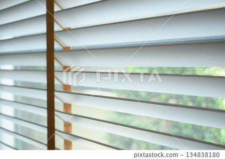 white window blinds in home, object for decorate interior of house 134838180