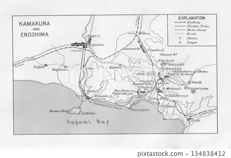 Old map of Kamakura and Enoshima in 1926 Old map of Kamakura and Enoshima in 1926 134838412