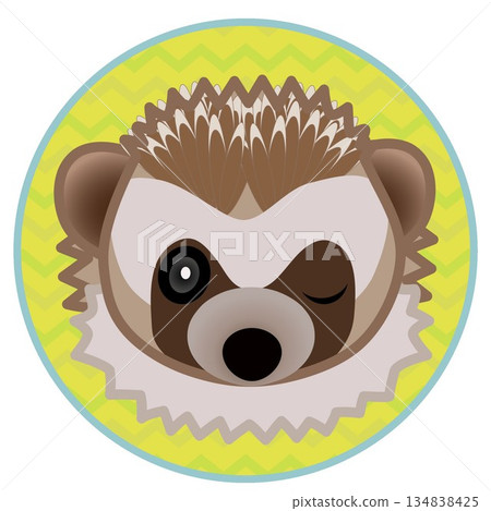 刺蝟臉部插圖，圓形背景 134838425