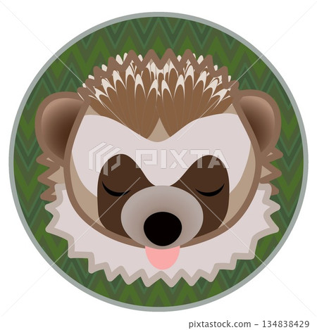 Hedgehog face illustration with circular background 134838429