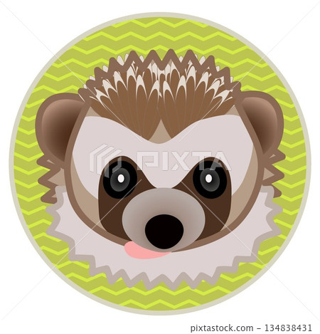 Hedgehog face illustration with circular background Hedgehog face illustration with circular background 134838431