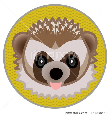 Hedgehog face illustration with circular background 134838438