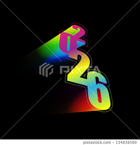 Happy new year 2026 with colorful gradient text 134838500