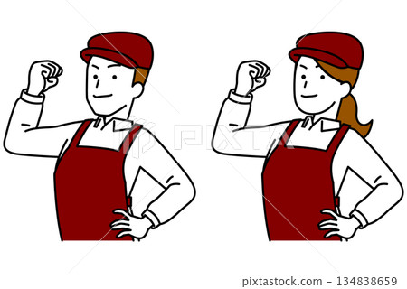 Reliable male and female cafe staff set Reliable male and female cafe staff set 134838659