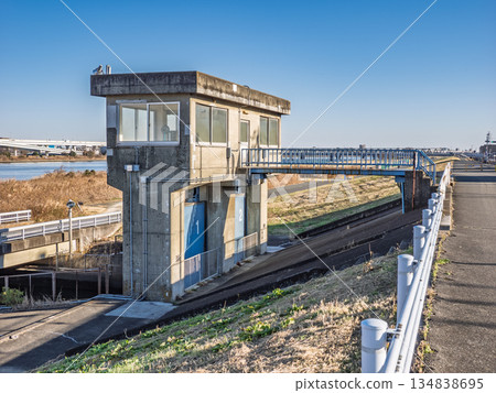 古中川的源頭，從荒川分流而出[木之田川水門]（東京都江戶川區） 134838695