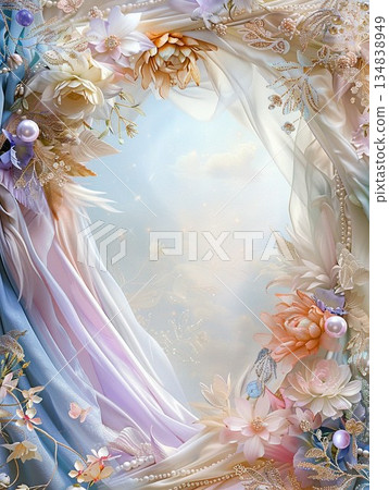 花卉系列 | 柔和光線下優雅的花卉和織物背景 134838949