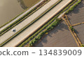 Aerial view of street in Bangkok Thailand with cars and countryside 134839009