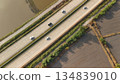 Aerial view of street in Bangkok Thailand with cars and countryside 134839010