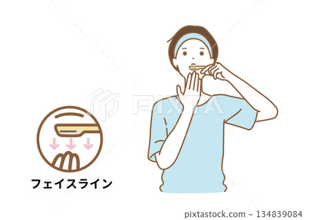 Man shaving his face Man shaving his face 134839084