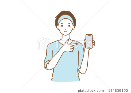 指著智能手機的男人 134839100