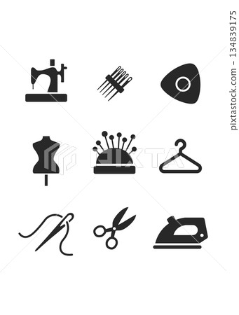 Sewing Silhouette Icons stock illustration Sewing Silhouette Icons stock illustration 134839175