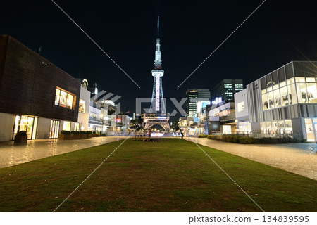 Hisaya Odori Park and Chubu Electric Power MIRAI TOWER (Nagoya TV Tower) at night 1 Hisaya Odori Park and Chubu Electric Power MIRAI TOWER (Nagoya TV Tower) at night 1 134839595