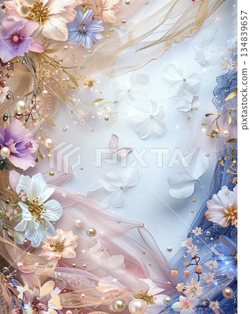 花卉系列 | 柔和色調的浪漫花卉背景 134839657