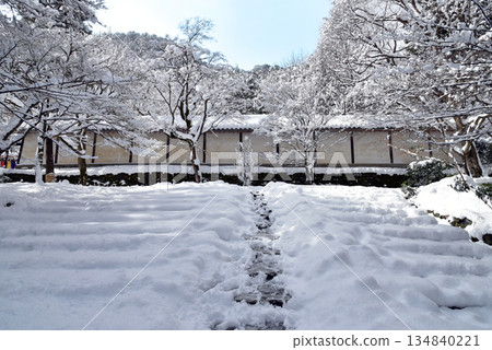 Snow-covered approach to Nison-in Temple Snow-covered approach to Nison-in Temple 134840221