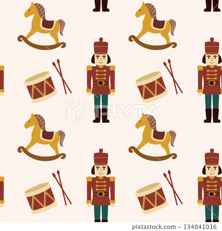 Retro toys seamless pattern. Victorian toys in pattern. Perfect for wrapping, wallpaper and bedding. 134841016