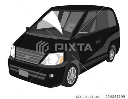 Illustration of a black minivan 134841199