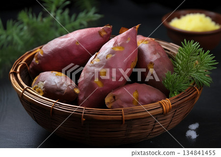 秋季收穫的地瓜 134841455