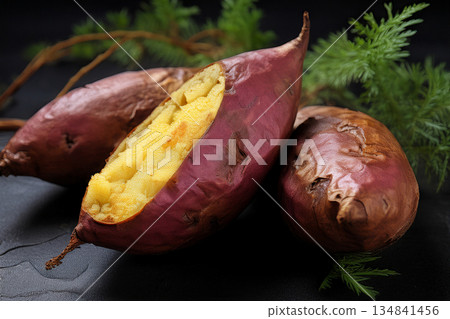 秋季收穫的地瓜 134841456