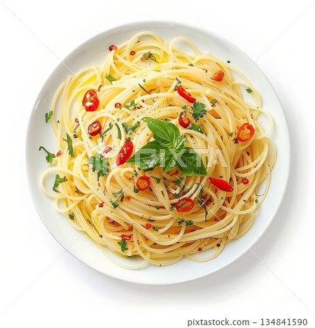 蒜香橄欖油意麵，帶有濃鬱的大蒜和紅辣椒香氣 134841590