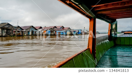 beautiful view of floating village, Banjarmasin, South Kalimantan, Indonesia beautiful view of floating village, Banjarmasin, South Kalimantan, Indonesia 134841813