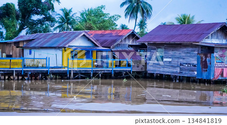 beautiful view of floating village, Banjarmasin, South Kalimantan, Indonesia 134841819