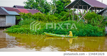 beautiful view of floating village, Banjarmasin, South Kalimantan, Indonesia 134841828