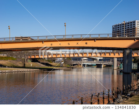 橫跨古中川河的橋樑名為「櫻大橋」。 134841830
