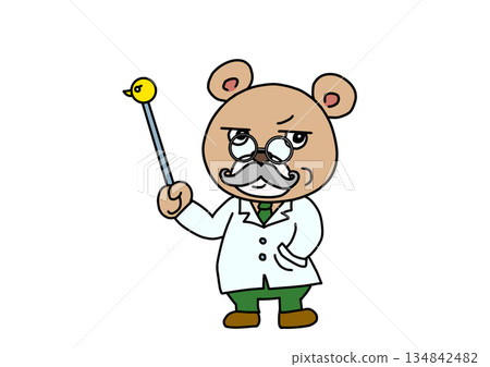 熊教授用手指著什麼東西解釋。 熊教授用手指著什麼東西解釋。 134842482