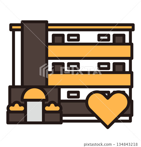 Simple apartment icon + heart 134843218
