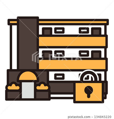 Simple apartment icon + key 134843220