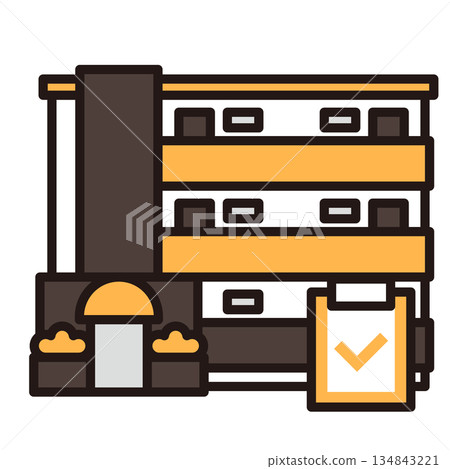 簡單的公寓圖示 + 剪貼簿 134843221