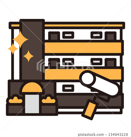 簡單的公寓圖示 + 油漆滾筒 134843228