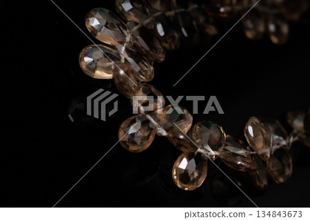 Smoky Quartz Natural Stone Briolette Cut Brown Gemstone Material Smoky Quartz Natural Stone Briolette Cut Brown Gemstone Material 134843673
