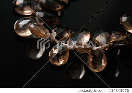 Smoky Quartz Natural Stone Briolette Cut Brown Gemstone Material Smoky Quartz Natural Stone Briolette Cut Brown Gemstone Material 134843676