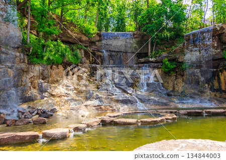 Beautiful waterfall in Sofiyivka park in Uman, Ukraine Beautiful waterfall in Sofiyivka park in Uman, Ukraine 134844003