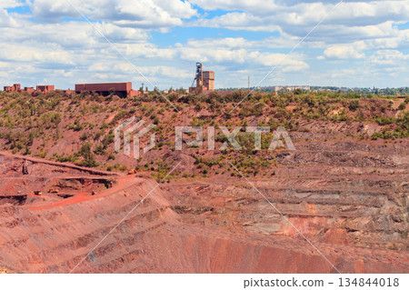 View of huge iron ore quarry in Kryvyi Rih, Ukraine. Open pit mining 134844018