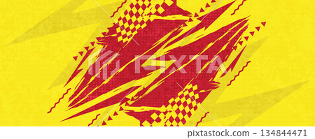 Dynamic Yellow and Red Lightning Sport Background with Grunge Texture. High Energy Red Lightning Bolt on Yellow Background Dynamic Yellow and Red Lightning Sport Background with Grunge Texture. High Energy Red Lightning Bolt on Yellow Background 134844471