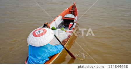 Beautiful view of Mertapura River floating market, South Kalimantan, Indonesia Beautiful view of Mertapura River floating market, South Kalimantan, Indonesia 134844638