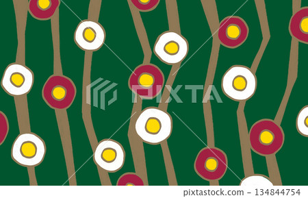 Red and white camellia on a green background with main lines Red and white camellia on a green background with main lines 134844754